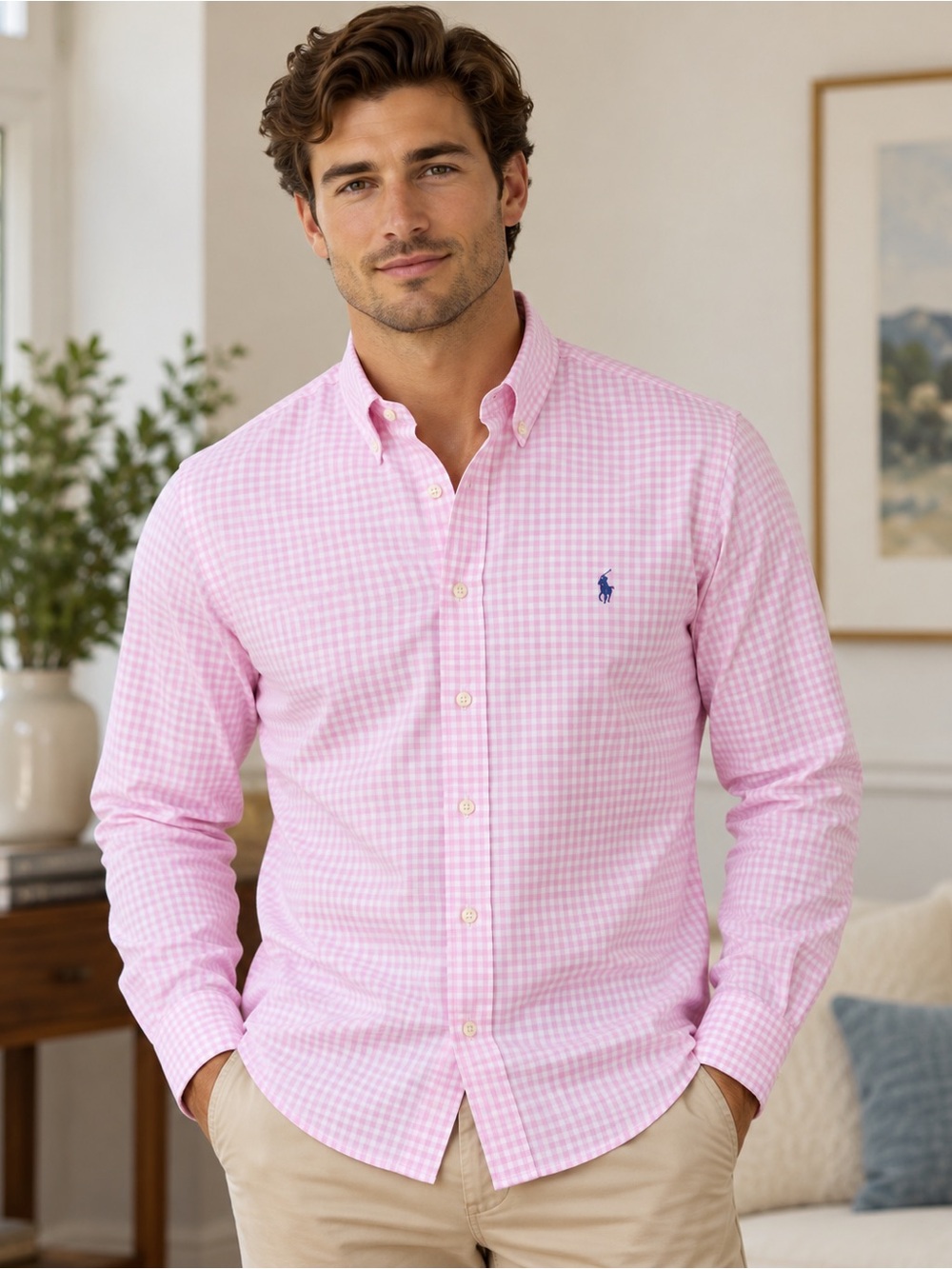 Ralph Lauren Pink Gingham Button-Down Shirt